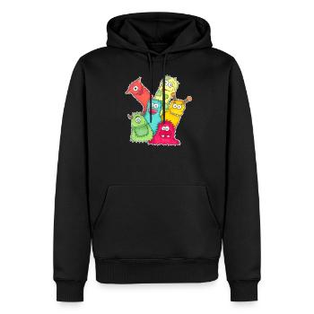 Groupe de monstres - Sweat à capuche Premium bio Homme - noir - Devant - Nico (187cm)