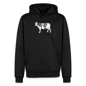 Vache de dessin animé avec des taches - Sweat à capuche Premium bio Homme - noir - Devant - Nico (187cm)