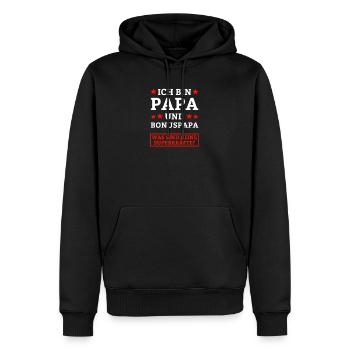 ich bin Papa und Bonuspapa. Superkräfte - Männer Premium Bio Hoodie - Schwarz - Vorne - Nico (187cm)