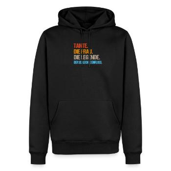 Tante. Die Frau. Die Legende. Der Einfluss. - Männer Premium Bio Hoodie - Schwarz - Vorne - Nico (187cm)