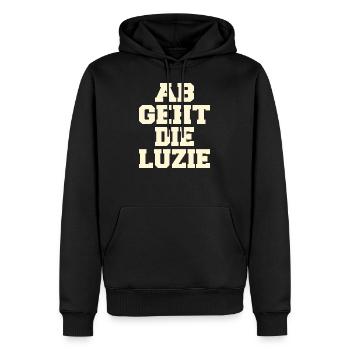AB GEHT DIE LUZIE - lustiger Party Spruch - Männer Premium Bio Hoodie - Schwarz - Vorne - Nico (187cm)