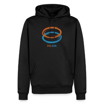 Portal Still Alive T-Shirt - Men’s Premium Organic Hoodie - black - Front - Nico (187cm)
