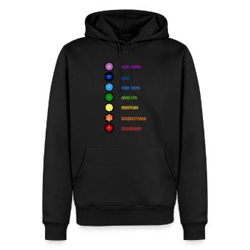 The 7 yoga spirituality chakras - Men’s Premium Organic Hoodie - black - Front - Nico (187cm)