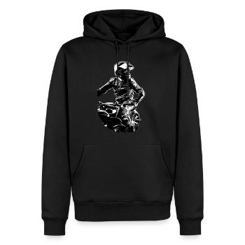 Moto style de vie / moto / motos motard - Sweat à capuche Premium bio Homme - noir - Devant - Nico (187cm)