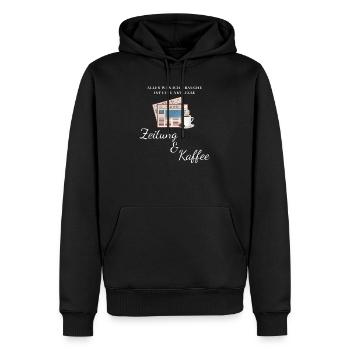 Zeitung Lesen Nachrichten Magazin Geschenk - Männer Premium Bio Hoodie - Schwarz - Vorne - Nico (187cm)