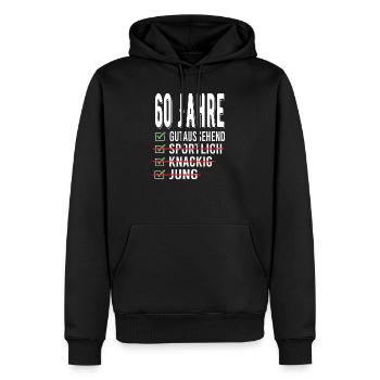 60. Geburtstag 60 Jahre - Männer Premium Bio Hoodie - Schwarz - Vorne - Nico (187cm)
