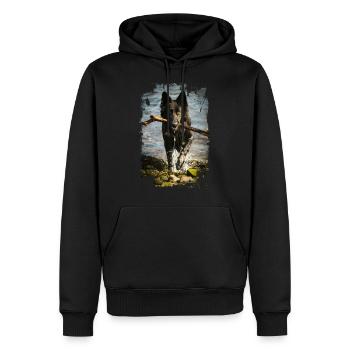Black German Shepherd Photo - Men’s Premium Organic Hoodie - black - Front - Nico (187cm)