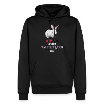 Alice au pays des merveilles - Sweat à capuche Premium bio Homme - noir - Devant - Nico (187cm)