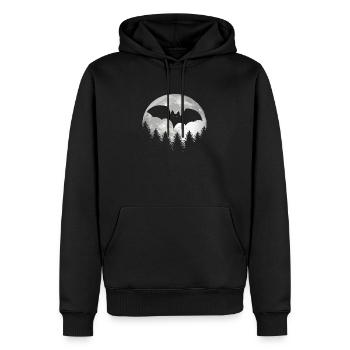 Chauve-souris drôle pleine lune Halloween - Sweat à capuche Premium bio Homme - noir - Devant - Nico (187cm)