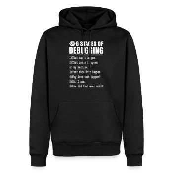 Debug 6 stages of debugging - Männer Premium Bio Hoodie - Schwarz - Vorne - Nico (187cm)