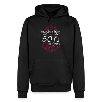 Feiern mit der 50. Geburtstagskönigin - Männer Premium Bio Hoodie - Schwarz - Vorne - Nico (187cm)