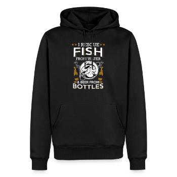 Bier und Fischfang - Männer Premium Bio Hoodie - Schwarz - Vorne - Nico (187cm)
