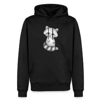 Mignon bébé raton laveur - Sweat à capuche Premium bio Homme - noir - Devant - Nico (187cm)