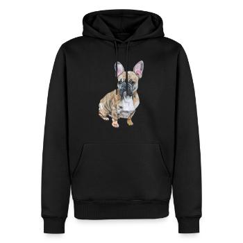 Französische Bulldogge - Männer Premium Bio Hoodie - Schwarz - Vorne - Nico (187cm)