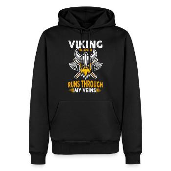 Wikinger Blut läuft durch meine Adern - Männer Premium Bio Hoodie - Schwarz - Vorne - Nico (187cm)
