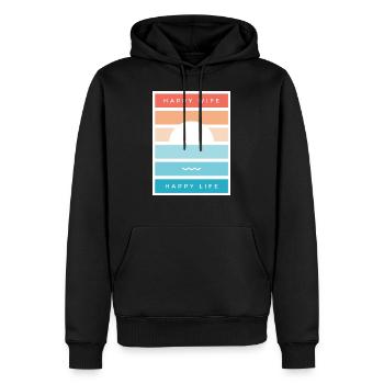 Femme heureuse, vie heureuse - Sweat à capuche Premium bio Homme - noir - Devant - Nico (187cm)