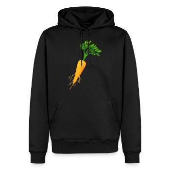 Carotte - Légume - Vegan - Sweat à capuche Premium bio Homme - noir - Devant - Nico (187cm)