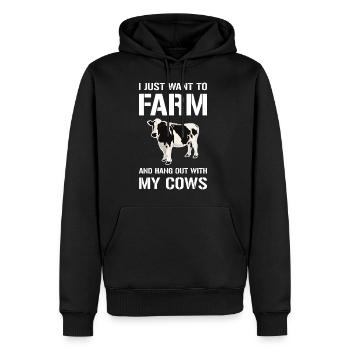 I Just Want To Farm And Hang Out With My Cows - Sweat à capuche Premium bio Homme - noir - Devant - Nico (187cm)