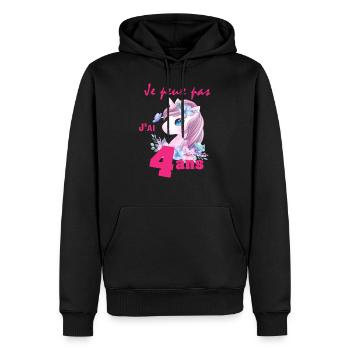 Je peux pas j'ai 4 ans - Sweat à capuche Premium bio Homme - noir - Devant - Nico (187cm)
