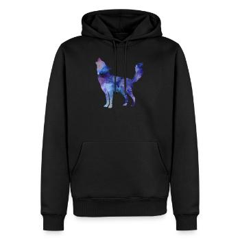 Le hurlement du loup - Sweat à capuche Premium bio Homme - noir - Devant - Nico (187cm)