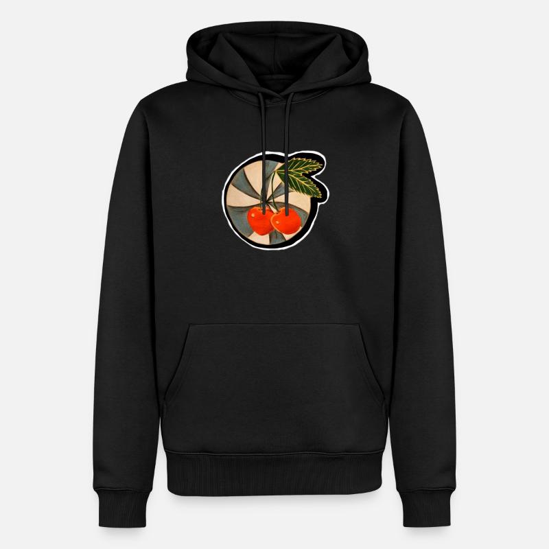 Kirsche Retro - Männer Premium Bio Hoodie - Schwarz