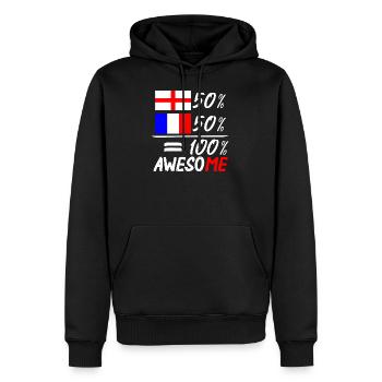 50% England 50% Frankreich - Männer Premium Bio Hoodie - Schwarz - Vorne - Nico (187cm)