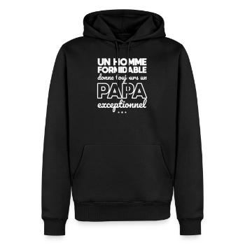 Un homme formidable donne un papa exceptionnel - Sweat à capuche Premium bio Homme - noir - Devant - Nico (187cm)