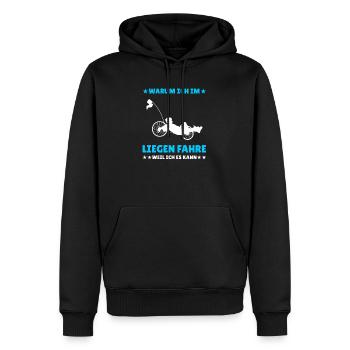 Herren Liegerad & Velomobil Sprüche Fahrrad - Männer Premium Bio Hoodie - Schwarz - Vorne - Nico (187cm)