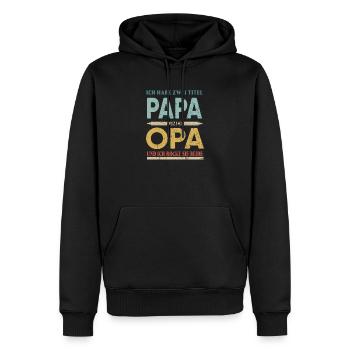 Ich habe zwei Titel Papa und Opa - Männer Premium Bio Hoodie - Schwarz - Vorne - Nico (187cm)
