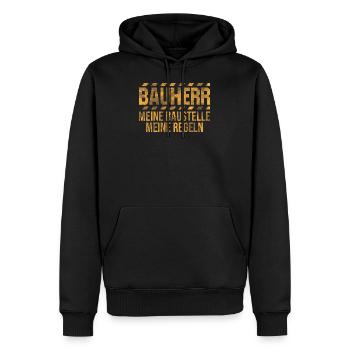 Bauherr meine Baustelle meine Regeln - Männer Premium Bio Hoodie - Schwarz - Vorne - Nico (187cm)