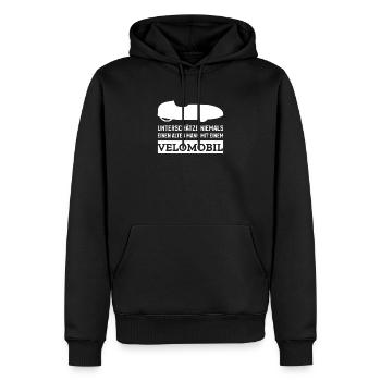 Liegerad & Velomobil Sprüche - Männer Premium Bio Hoodie - Schwarz - Vorne - Nico (187cm)