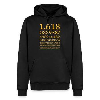 Nombre de nombres d’or (section d’or, Phi) - Sweat à capuche Premium bio Homme - noir - Devant - Nico (187cm)
