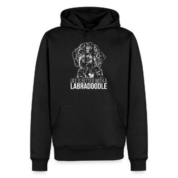 LABRADOODLE life is better dogs saying Wilsigns - Men’s Premium Organic Hoodie - black - Front - Nico (187cm)