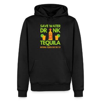 Sans tequila à la fête - Sweat à capuche Premium bio Homme - noir - Devant - Nico (187cm)