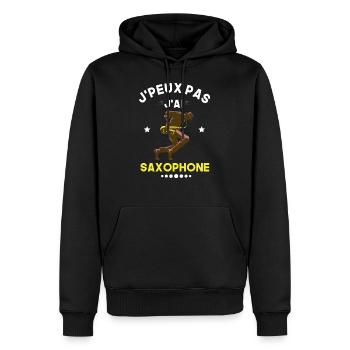 je peux pas j'ai saxophone - Sweat à capuche Premium bio Homme - noir - Devant - Nico (187cm)