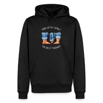 Trip with family, the best therapy - Männer Premium Bio Hoodie - Schwarz - Vorne - Nico (187cm)
