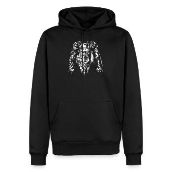 Cheveux longs COLLIE Couronne Chien Chien Wilsigns - Sweat à capuche Premium bio Homme - noir - Devant - Nico (187cm)