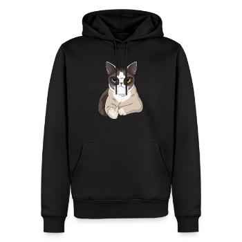 Non, Nö, Nope - Chat paresseux avec majeur - Sweat à capuche Premium bio Homme - noir - Devant - Nico (187cm)