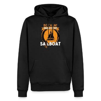 SKIPPER BIN ICH AUF MEINEN SEGELBOOT YACHT - Männer Premium Bio Hoodie - Schwarz - Vorne - Nico (187cm)