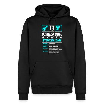 Stundenlohn | Schlosser Schlüsseldienst - Männer Premium Bio Hoodie - Schwarz - Vorne - Nico (187cm)