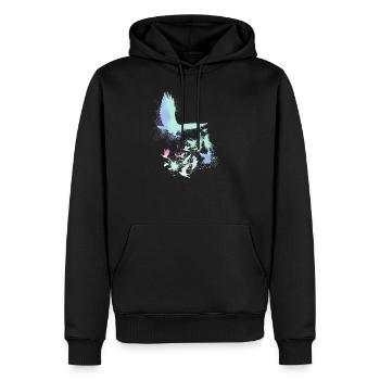 pigeons,sourds,oiseaux,troupeaux d’oiseaux,aigles,graffitis, - Sweat à capuche Premium bio Homme - noir - Devant - Nico (187cm)