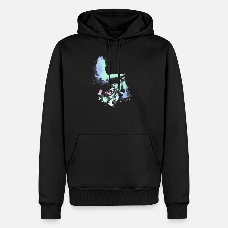 pigeons,sourds,oiseaux,troupeaux d’oiseaux,aigles,graffitis, - Sweat à capuche Premium bio Homme - noir