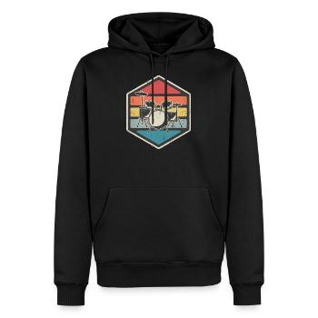 Batterie rétro - Sweat à capuche Premium bio Homme - noir - Devant - Nico (187cm)