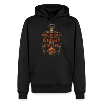 Ich mag Whisky und Grillen - Männer Premium Bio Hoodie - Schwarz - Vorne - Nico (187cm)