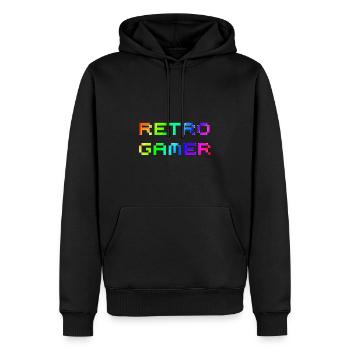 Retro Gamer | Video game | Gamer | Nerd - Men’s Premium Organic Hoodie - black - Front - Nico (187cm)