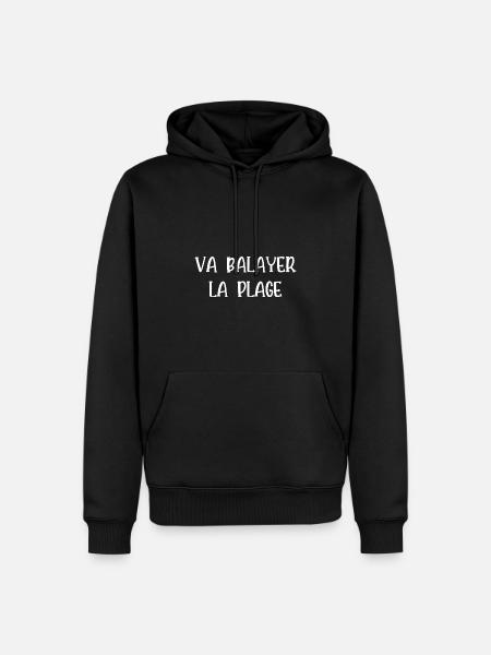 va balayer la plage - Sweat à capuche Premium bio Homme - noir