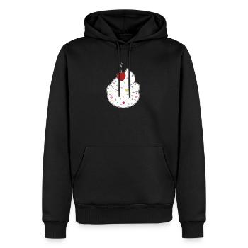 Cerise crème - Sweat à capuche Premium bio Homme - noir - Devant - Nico (187cm)