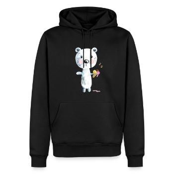 Niedlicher Eisbär Mit Eiscreme Und Bienen Comic - Männer Premium Bio Hoodie - Schwarz - Vorne - Nico (187cm)
