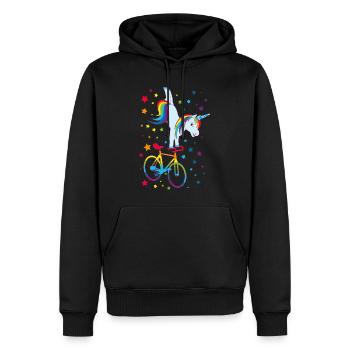 Cyclisme artistique, cyclisme artistique, cyclisme en salle, licorne - Sweat à capuche Premium bio Homme - noir - Devant - Nico (187cm)
