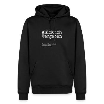 Chanceux pardonne! - Sweat à capuche Premium bio Homme - noir - Devant - Nico (187cm)